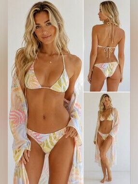 Billabong Tropic Jungle Reversible Lowrider Bikini Bottom Large NWT